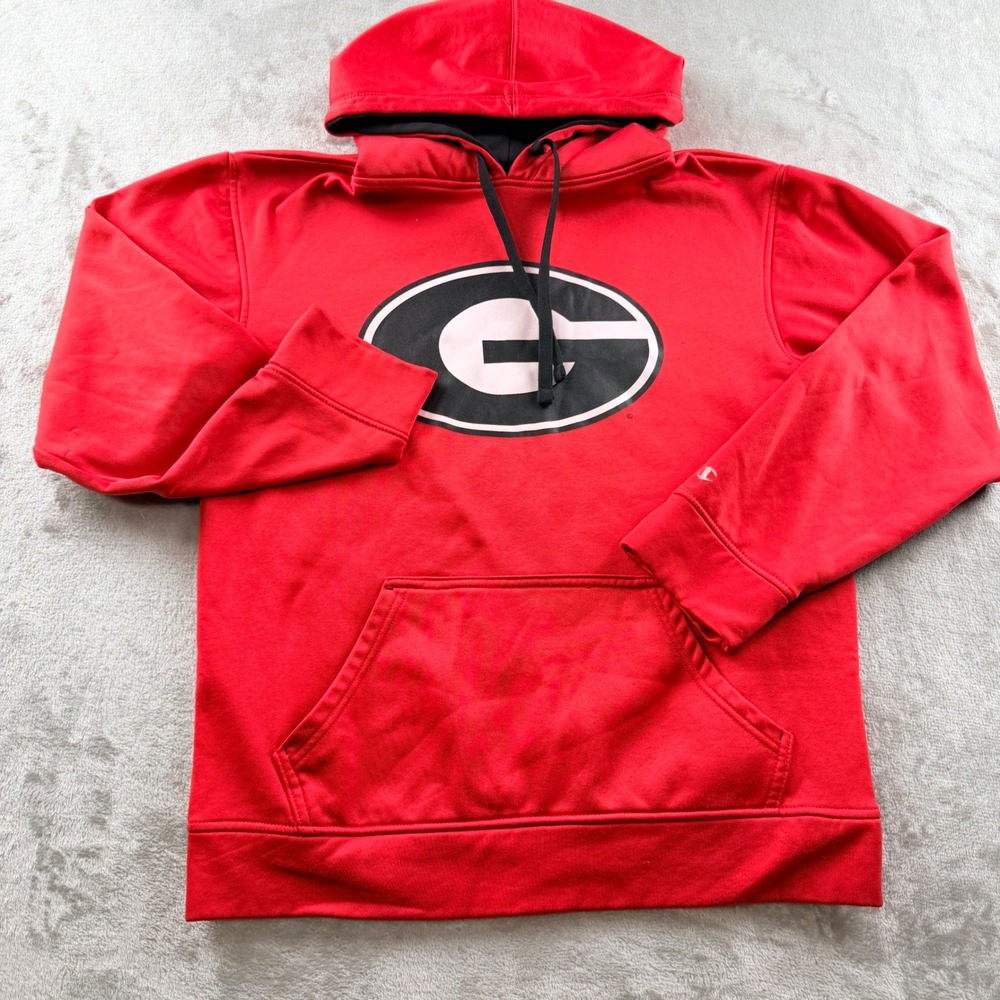 Champion Georgia Bulldogs Red Hoodie Men's Small NCAA G Logo Sweatshirt